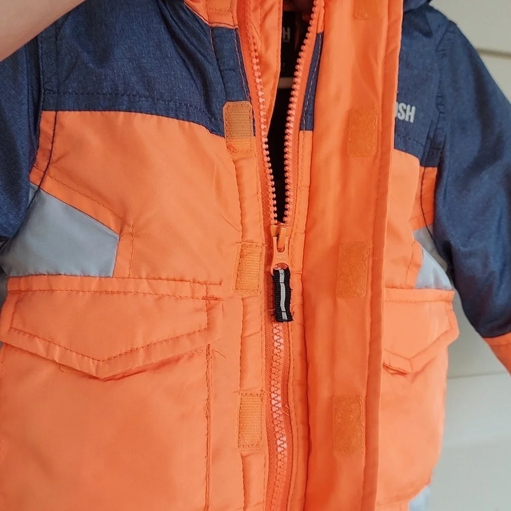 NWOT OshKosh B'gosh Orange and Blue Winter Snowsuit Coat and Bibs 12 Months